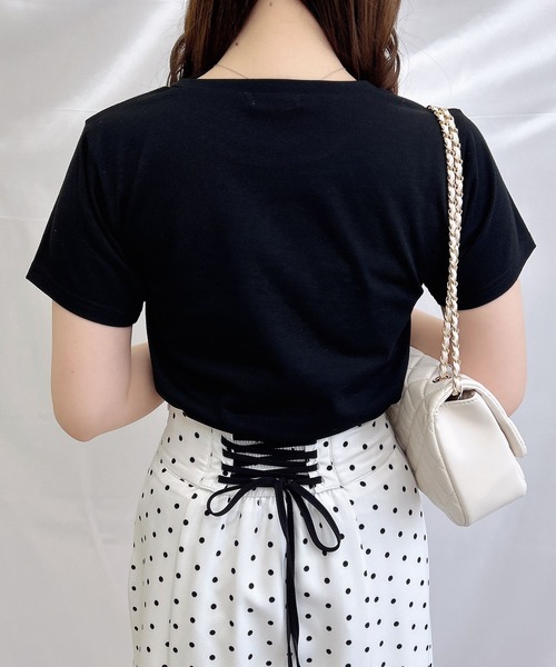 INGNI（イング）の「装飾付ふくれ刺繍ロゴTシャツ（Tシャツ/カットソー・レディース・ブラック×ホワイト/ピンク系7/ホワイト×ブラック・M）」の10枚目の写真