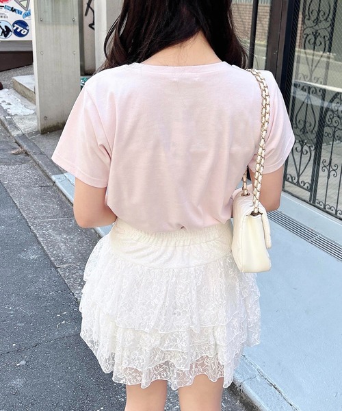 INGNI（イング）の「装飾付ふくれ刺繍ロゴTシャツ（Tシャツ/カットソー・レディース・ブラック×ホワイト/ピンク系7/ホワイト×ブラック・M）」の13枚目の写真