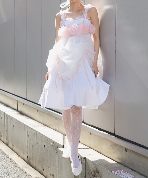 PAIN（ペイン）の「オーガンジーバイカラーフリルシャツロングドレス（ドレス・レディース・ブラック/ホワイト×ピンク/ブルー・FREE）」の2枚目の写真