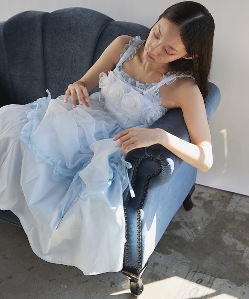 PAIN（ペイン）の「オーガンジーバイカラーフリルシャツロングドレス（ドレス・レディース・ブラック/ホワイト×ピンク/ブルー・FREE）」の16枚目の写真