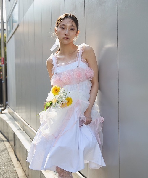 PAIN（ペイン）の「オーガンジーバイカラーフリルシャツロングドレス（ドレス・レディース・ブラック/ホワイト×ピンク/ブルー・FREE）」の10枚目の写真