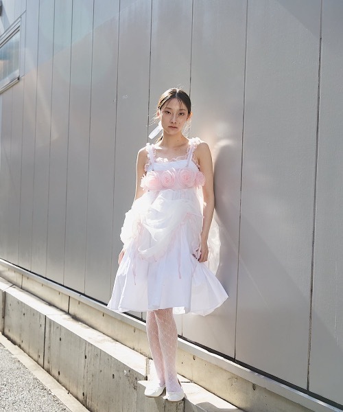 セール】オーガンジーバイカラーフリルシャツロングドレス（ドレス