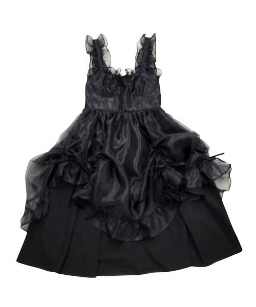 PAIN（ペイン）の「オーガンジーバイカラーフリルシャツロングドレス（ドレス・レディース・ブラック/ホワイト×ピンク/ブルー・FREE）」の5枚目の写真