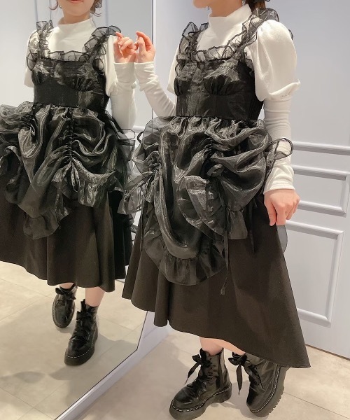 PAIN（ペイン）の「オーガンジーバイカラーフリルシャツロングドレス（ドレス・レディース・ブラック/ホワイト×ピンク/ブルー・FREE）」の22枚目の写真