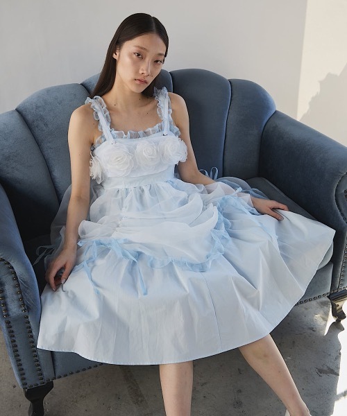 PAIN（ペイン）の「オーガンジーバイカラーフリルシャツロングドレス（ドレス・レディース・ブラック/ホワイト×ピンク/ブルー・FREE）」の21枚目の写真