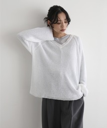 hellam（へラム）の「Vネック透かし編みルーズニット（ニット/セーター）」