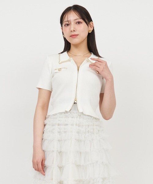 ROYAL PARTY(ロイヤルパーティー)の「ミニチェーントリミングニットトップス(ニット/セーター・レディース・ブラック/ピンク/オフホワイト/ブルー・FREE)」の20枚目の写真