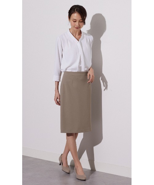 【3/26迄 限定価格】BEIGE. ネイビー タイトスカート 大きいサイズ】さらさらストレッチタイトスカート(ひざ丈