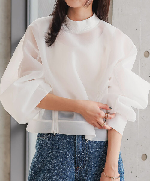 KOBE LETTUCE（コウベレタス）の「フロントジップシアーダンボールトップス（その他トップス・レディース・オフホワイト/グリーン/イエロー/ブラック・M）」の2枚目の写真