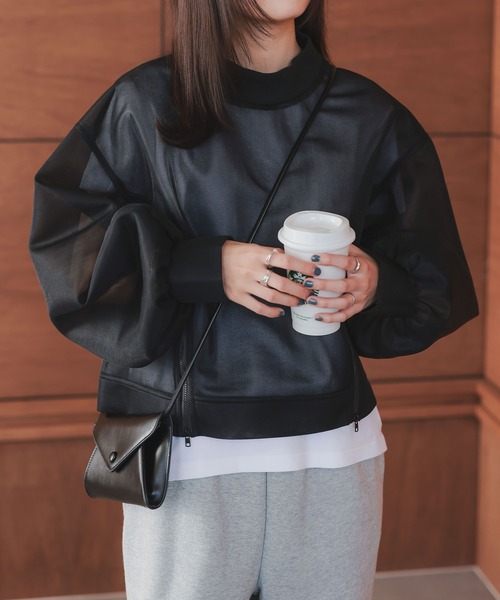 KOBE LETTUCE（コウベレタス）の「フロントジップシアーダンボールトップス（その他トップス・レディース・オフホワイト/グリーン/イエロー/ブラック・M）」の6枚目の写真