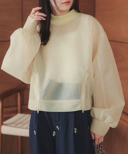 KOBE LETTUCE（コウベレタス）の「フロントジップシアーダンボールトップス（その他トップス・レディース・オフホワイト/グリーン/イエロー/ブラック・M）」の8枚目の写真