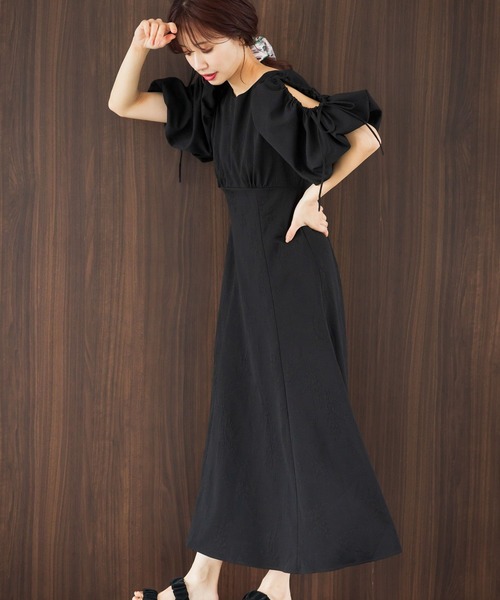 mysty woman（ミスティウーマン）の「［追加1］パワショルジャガードワンピース 491353（ワンピース・レディース・オフホワイト/ブラック/ベージュ・FREE）」の13枚目の写真