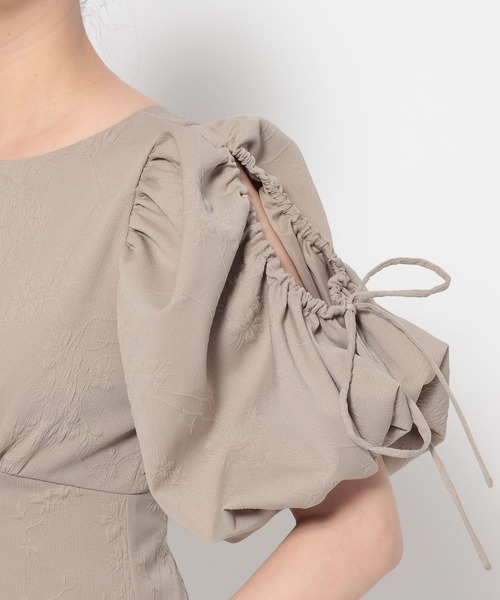 mysty woman（ミスティウーマン）の「［追加1］パワショルジャガードワンピース 491353（ワンピース・レディース・オフホワイト/ブラック/ベージュ・FREE）」の18枚目の写真