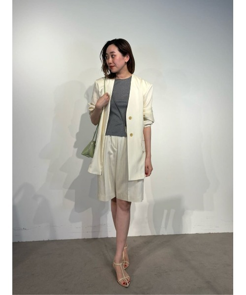 COLUMN(コラム)の「COLUMN / ノーカラーシャツジャケット<PERMANENT>(ノーカラージャケット・レディース・オフホワイト/オリーブ・36/38)」の10枚目の写真