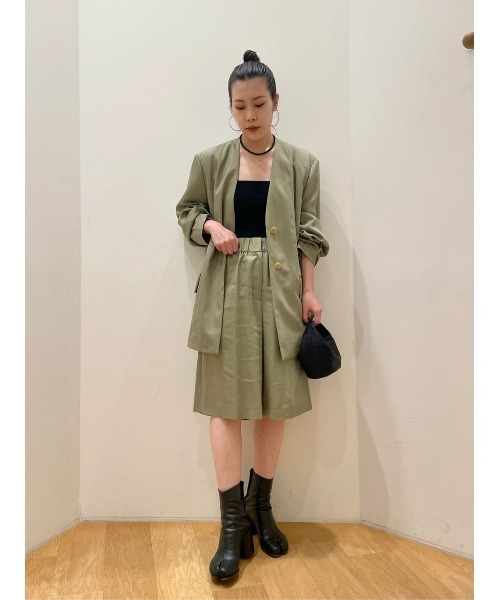 COLUMN(コラム)の「COLUMN / ノーカラーシャツジャケット<PERMANENT>(ノーカラージャケット・レディース・オフホワイト/オリーブ・36/38)」の13枚目の写真