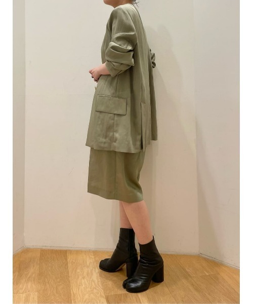 COLUMN(コラム)の「COLUMN / ノーカラーシャツジャケット<PERMANENT>(ノーカラージャケット・レディース・オフホワイト/オリーブ・36/38)」の14枚目の写真