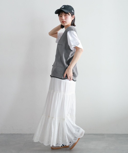 RAGEBLUE（レイジブルー）の「ミラノリブ/ワンポイント刺繍ベスト（ベスト・レディース・グレー/ネイビー・FREE）」の5枚目の写真