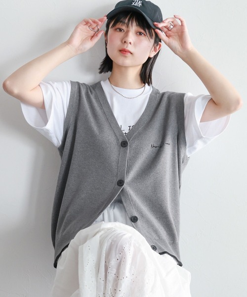 RAGEBLUE（レイジブルー）の「ミラノリブ/ワンポイント刺繍ベスト（ベスト・レディース・グレー/ネイビー・FREE）」の8枚目の写真