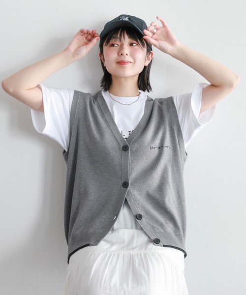 RAGEBLUE（レイジブルー）の「ミラノリブ/ワンポイント刺繍ベスト（ベスト・レディース・グレー/ネイビー・FREE）」の10枚目の写真