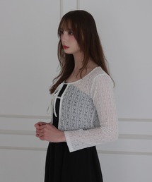 CeLess（セレス）の「Ribbon Strap See-Through Cardigan / リボンストラップシースルーカーディガン（カーディガン/ボレロ）」