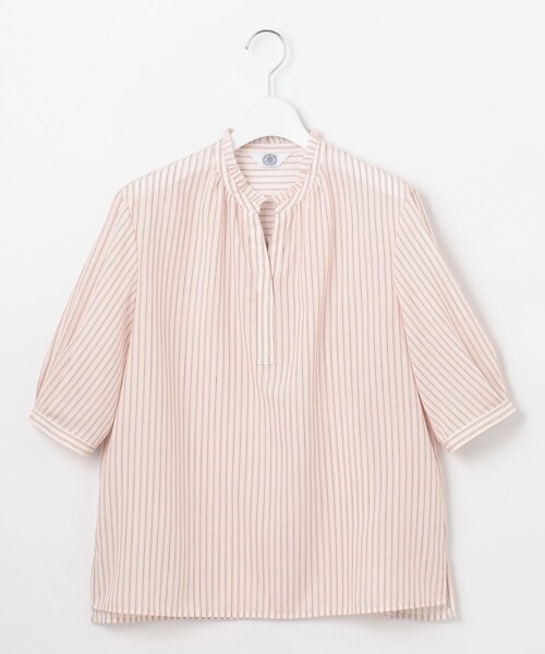 J.PRESS(ジェイプレス)の「【洗える・接触冷感】ドビー強撚ストライプ スキッパー ブラウス(シャツ/ブラウス・レディース・ピンク系1/ネイビー系1・9/11)」の8枚目の写真