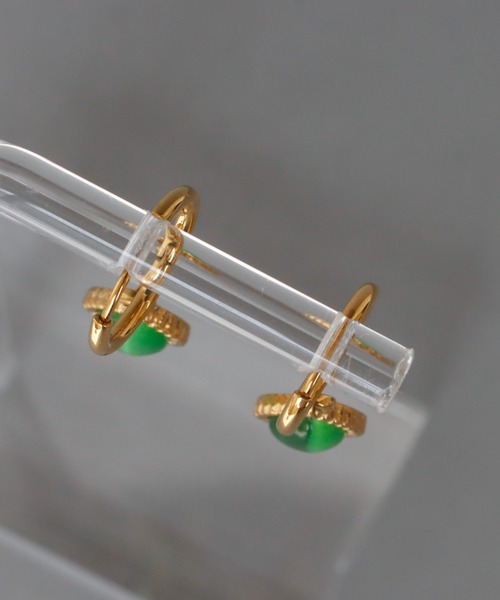 abaskdesign（アバスクデザイン）の「金属アレルギー対応 天然石カラーストーンドロップフープピアス（ピアス（両耳用）・レディース・グリーン/ブルー/ピンク/ホワイト・FREE）」の10枚目の写真