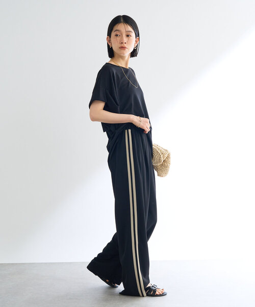 un dix cors（アンディコール）の「カットジョーゼットラインパンツ（スラックス・レディース・ブラック・FREE）」の8枚目の写真