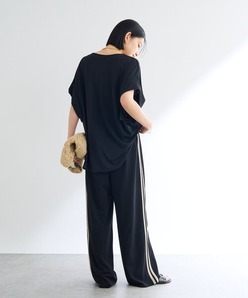 un dix cors（アンディコール）の「カットジョーゼットラインパンツ（スラックス・レディース・ブラック・FREE）」の9枚目の写真