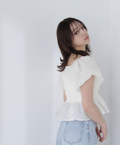 Natural beauty basic ジャガードクロップドブラウス ナチュラルビューティーベーシック NATURAL BEAUTY BASIC