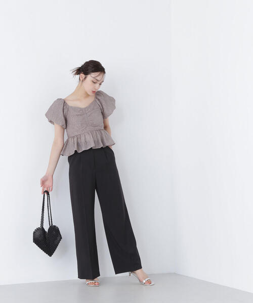 ジャガードクロップドブラウス　ブラック ◇ジャガードクロップドブラウス（シャツ/ブラウス）｜NATURAL