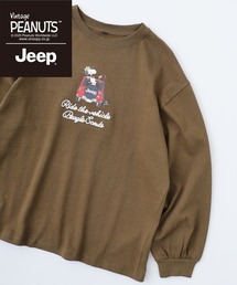 PEANUTS×Jeep チェーンステッチ刺繍オーバーサイズ長袖Tシャツ