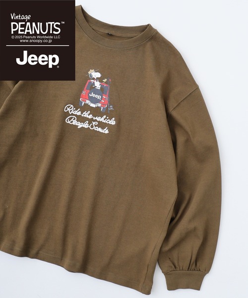 PEANUTS(ピーナッツ)の「PEANUTS×Jeep チェーンステッチ刺繍オーバーサイズ長袖Tシャツ(Tシャツ/カットソー・メンズ・マスタード/ブラック/カーキ・S/M/L/LL)」の3枚目の写真
