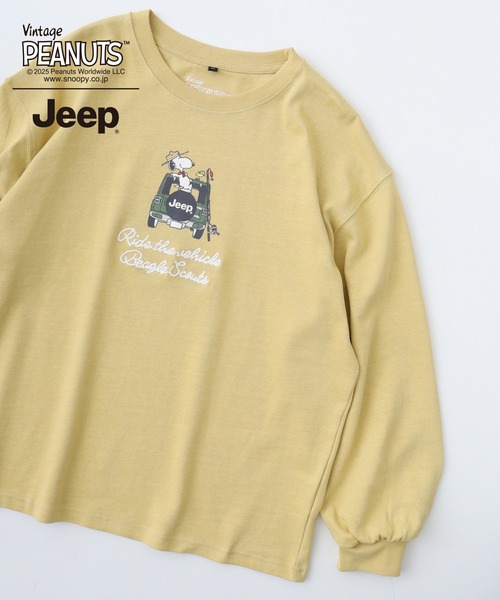 PEANUTS(ピーナッツ)の「PEANUTS×Jeep チェーンステッチ刺繍オーバーサイズ長袖Tシャツ(Tシャツ/カットソー・メンズ・マスタード/ブラック/カーキ・S/M/L/LL)」の1枚目の写真