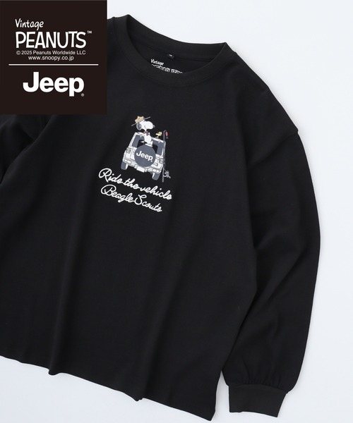 PEANUTS(ピーナッツ)の「PEANUTS×Jeep チェーンステッチ刺繍オーバーサイズ長袖Tシャツ(Tシャツ/カットソー・メンズ・マスタード/ブラック/カーキ・S/M/L/LL)」の2枚目の写真