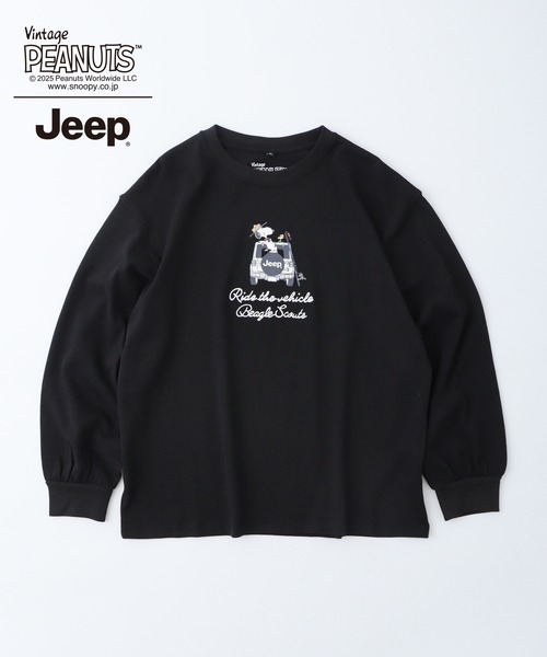 PEANUTS(ピーナッツ)の「PEANUTS×Jeep チェーンステッチ刺繍オーバーサイズ長袖Tシャツ(Tシャツ/カットソー・メンズ・マスタード/ブラック/カーキ・S/M/L/LL)」の4枚目の写真