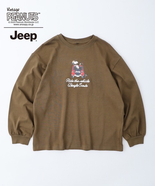 PEANUTS(ピーナッツ)の「PEANUTS×Jeep チェーンステッチ刺繍オーバーサイズ長袖Tシャツ(Tシャツ/カットソー・メンズ・マスタード/ブラック/カーキ・S/M/L/LL)」の6枚目の写真