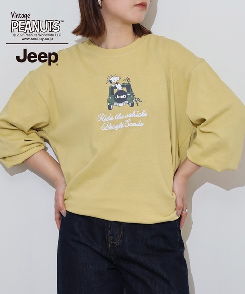 PEANUTS(ピーナッツ)の「PEANUTS×Jeep チェーンステッチ刺繍オーバーサイズ長袖Tシャツ(Tシャツ/カットソー・メンズ・マスタード/ブラック/カーキ・S/M/L/LL)」の16枚目の写真