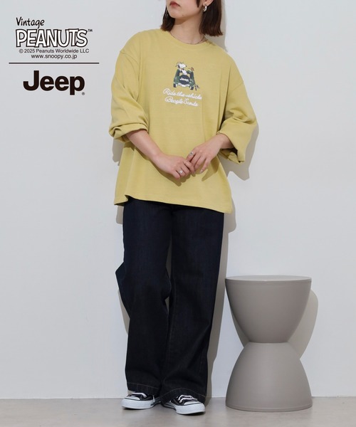 PEANUTS(ピーナッツ)の「PEANUTS×Jeep チェーンステッチ刺繍オーバーサイズ長袖Tシャツ(Tシャツ/カットソー・メンズ・マスタード/ブラック/カーキ・S/M/L/LL)」の20枚目の写真