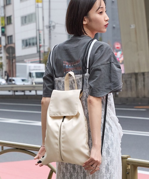 2WAYフラップメタルジップナップサック（バックパック/リュック