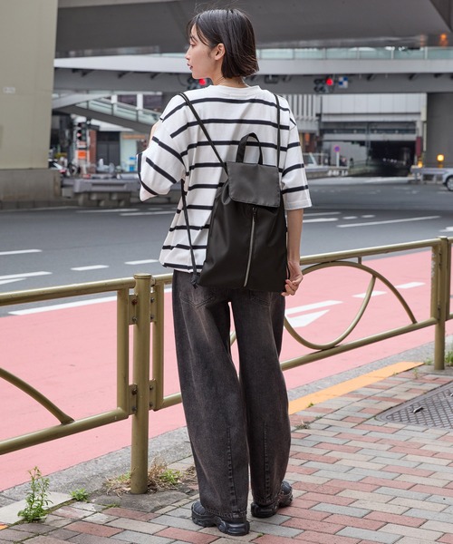 2WAYフラップメタルジップナップサック（バックパック/リュック