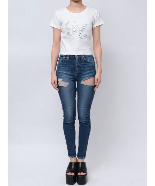 GYDA（ジェイダ）の「GY bijou Tシャツ（Tシャツ/カットソー・レディース・オフホワイト/ブラック/ピンク・FREE）」の8枚目の写真