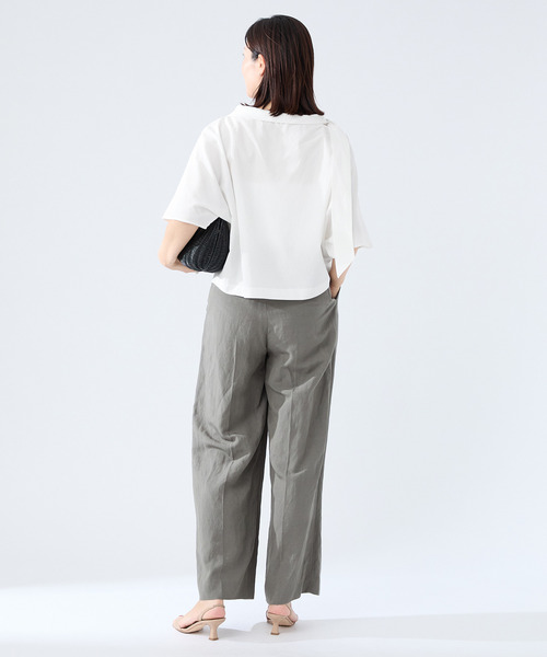 ヴェルメイユ パー イエナ 25SS アシンメトリーリボンブラウス シャツ 麻 VERMEIL par iena（ヴェルメイユパーイエナ）の「アシンメトリーリボン