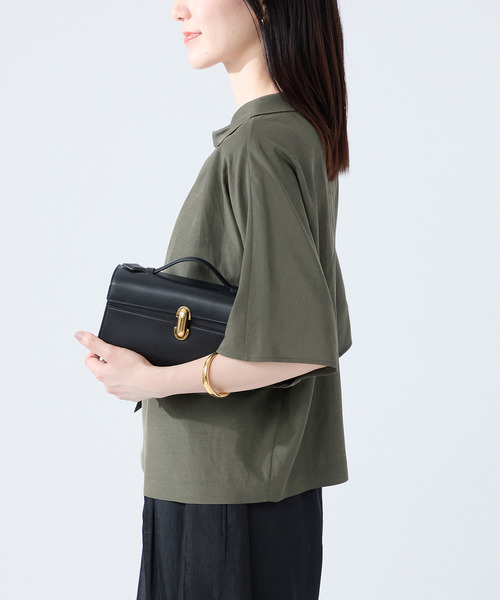 ヴェルメイユ パー イエナ 25SS アシンメトリーリボンブラウス シャツ 麻 VERMEIL par iena（ヴェルメイユパーイエナ）の「アシンメトリーリボン