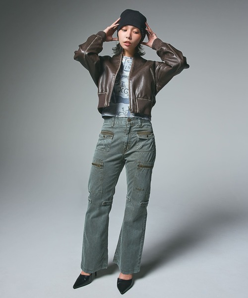 X-girl（エックスガール）の「FADED MULTI POCKET FLARE PANTS（その他パンツ・レディース・ブラック/オリーブ/ブラウン・S/M）」の18枚目の写真