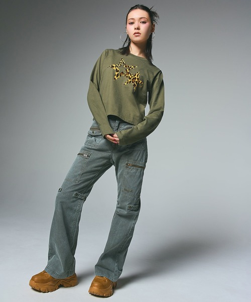 X-girl（エックスガール）の「FADED MULTI POCKET FLARE PANTS（その他パンツ・レディース・ブラック/オリーブ/ブラウン・S/M）」の14枚目の写真