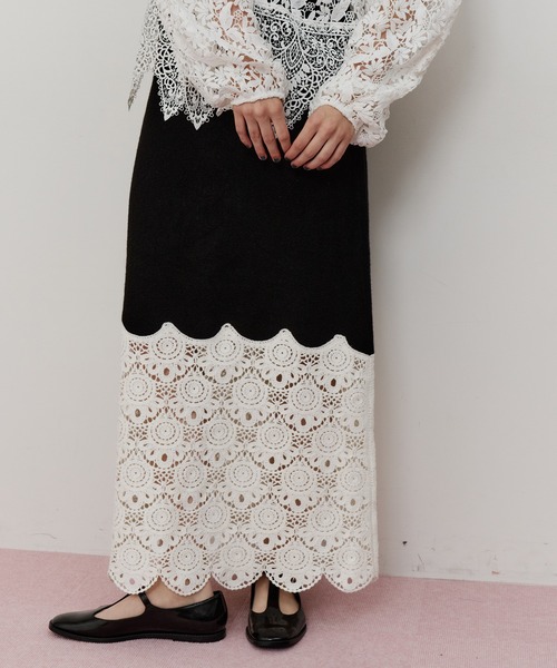 LA BELLE ETUDE(ラベルエチュード)の「【TEN by LA BELLE ETUDE】Crochet long knit skirt(スカート・レディース・ブラック/その他・0/1)」の2枚目の写真