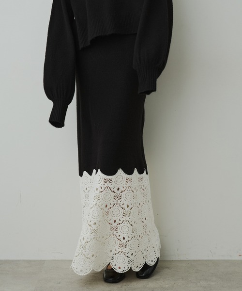 LA BELLE ETUDE(ラベルエチュード)の「【TEN by LA BELLE ETUDE】Crochet long knit skirt(スカート・レディース・ブラック/その他・0/1)」の6枚目の写真