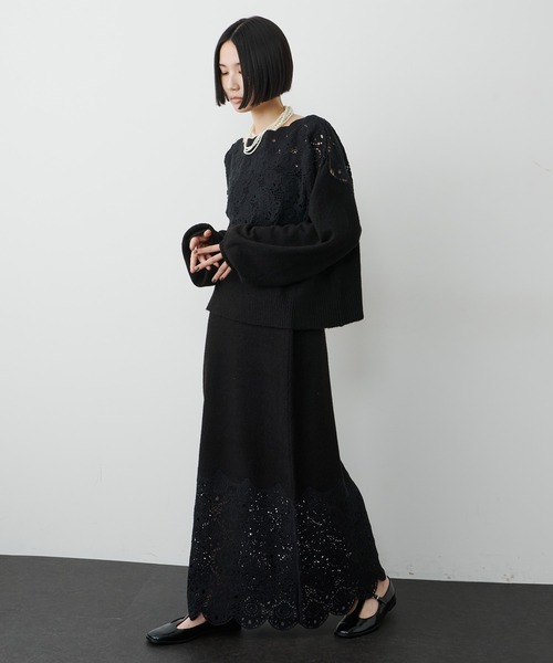LA BELLE ETUDE(ラベルエチュード)の「【TEN by LA BELLE ETUDE】Crochet long knit skirt(スカート・レディース・ブラック/その他・0/1)」の3枚目の写真