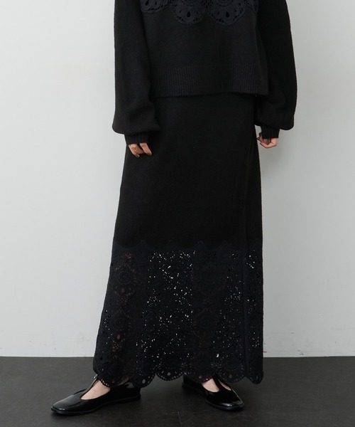 LA BELLE ETUDE(ラベルエチュード)の「【TEN by LA BELLE ETUDE】Crochet long knit skirt(スカート・レディース・ブラック/その他・0/1)」の12枚目の写真