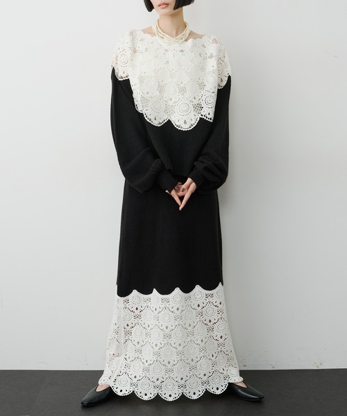 LA BELLE ETUDE(ラベルエチュード)の「【TEN by LA BELLE ETUDE】Crochet long knit skirt(スカート・レディース・ブラック/その他・0/1)」の4枚目の写真